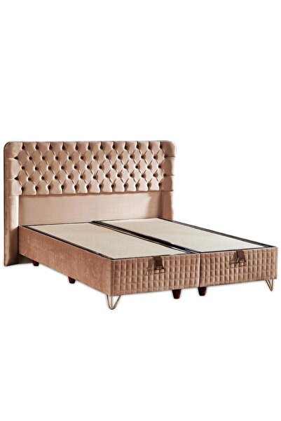 Niron Elegance Lüks Baza ve Başlık Seti 150x200 cm Çift Kişilik Krem Babyface...