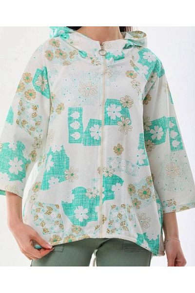 Kübra Tekstil Jachetă cu fermoar largi cu imprimeu floral pentru femei, jachetă/cardigan cu imprimeu floral pentru femei
