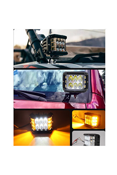 caralp Off Road Led Lamba Delici Yayıcı Beyaz Turuncu Flaşlı Kare Sis Farı Pr...