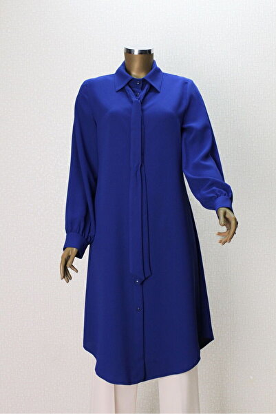 MODA NERVÜR 7004 YAKASI FULARLI ÖNÜ DÜĞMELİ FULAR YAKA TUNİK QYS TUNİK 7004 ##23-03#