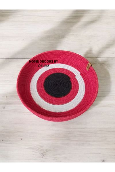 home decors by özlem Evil Eye Basket Cotton Wicker Basket Christmas Organizer Storage Box Organizer Decoration Gift-30X5Cm