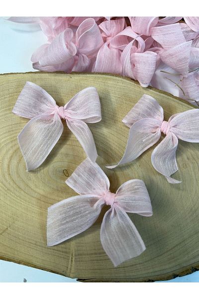 LAYLAEVENTS Linen Ribbon Ready Bow -30 Pieces-Powder Pink