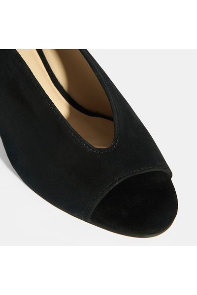 Desa Women's Black Comfort Buckle Detailed Slingback Heeled Casual Shoes