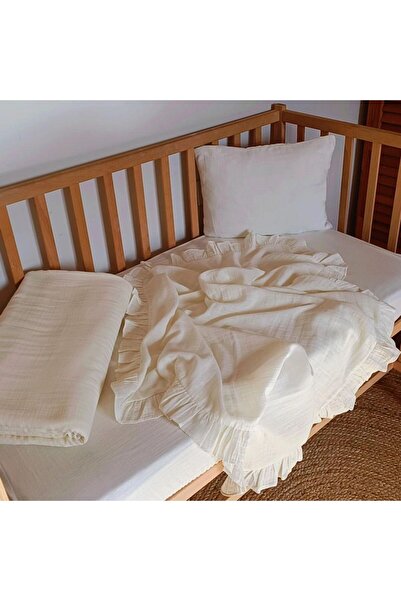 OGUZ ATA CONCEPT %100 Pamuk Çift Kat Fırfırlı Müslin Nevresim Takımı 60*120 -...