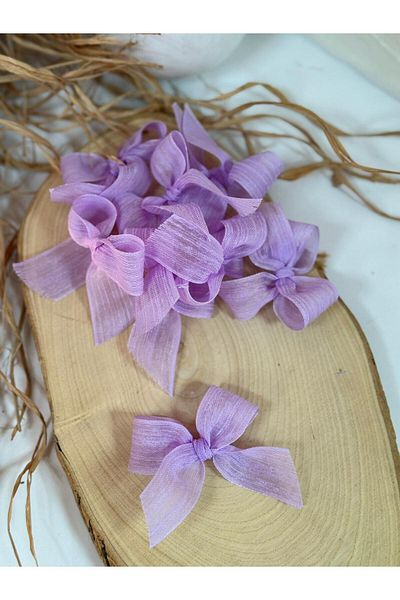 LAYLAEVENTS -40 Pieces Lilac Linen Ribbon Premade Bow