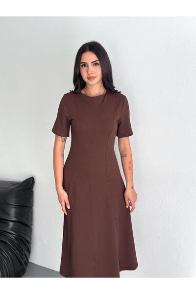 LAMİFUSTORE Volanlı Uzun Midi Boy Elbise