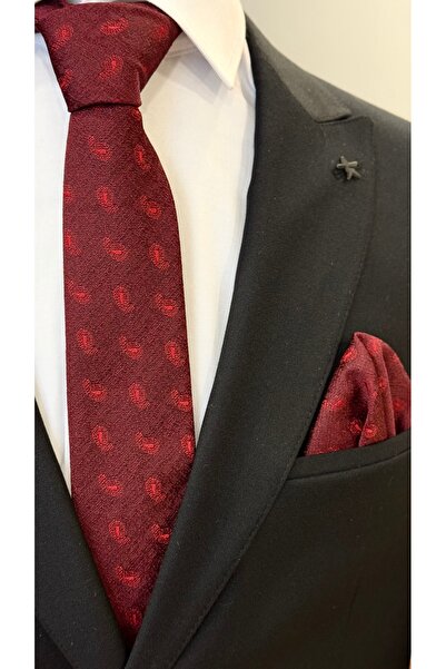 Dearmise Bordo crvena Sa deznom Premium kravata i maramica sa poklon kutijom