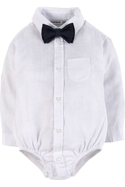 İdilbaby&Mamino İdi̇lbaby&Mami̇no Baby Boy White Snap Button Bow Tie Shirt