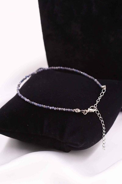 MYTAKIAĞACIMFH Sapphire Stone Bracelet - Natural Stone, Faceted Cut and Chain Extension 2-3 mm
