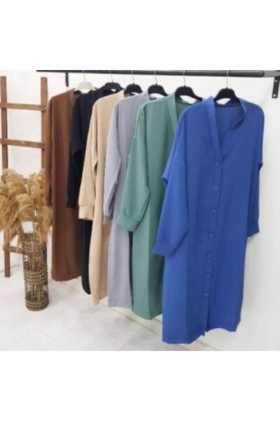 Tesetturcemoda Düğme Detaylı Ayrobin Tesettür Hırka