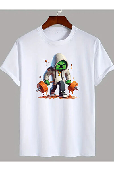 COMVİCHO mınecraft3d Tasarım Baskılı Oversize T-shirt
