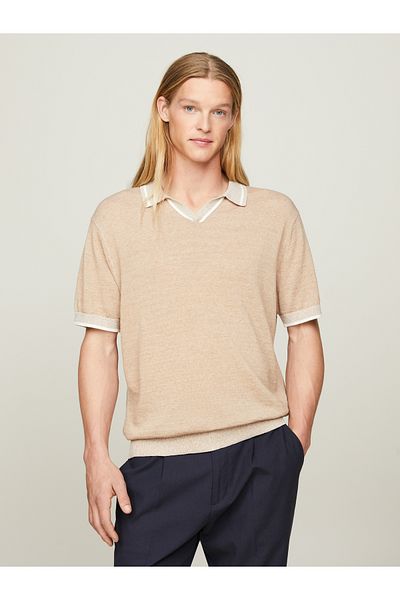 Tommy Hilfiger Men Beige Polo T-Shirts