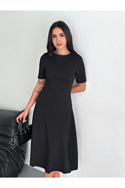 LAMİFUSTORE Volanlı Uzun Midi Boy Elbise