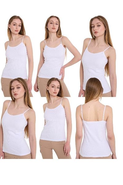 MrrMajestic Ribbed 6 Pack Women's Undershirt 100% Cotton (White)