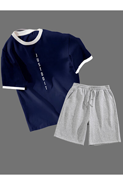 Revasser Unisex Πολύχρωμο Σορτς JustDoIt με Μπλουζάκι και Προσαρμοσμένο Σετ Ε...