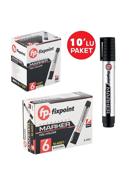 FixPoint 10 Pcs Marker Parcel Pens with Cut Tips (6 mm) (Black)