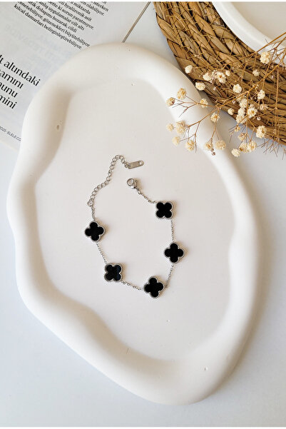 JüpiJewellery Çelik Yonca Çift Taraflı Kadın Erkek Unisex Bileklik