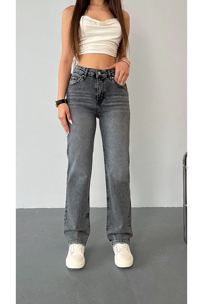 BİKELİFE Damen-Jeans mit hoher Taille und geradem Schnitt in Lycra-Effekt