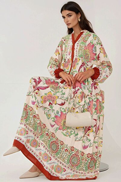 Hiccup Printed Long Sleeve Viscose Maxi Dress