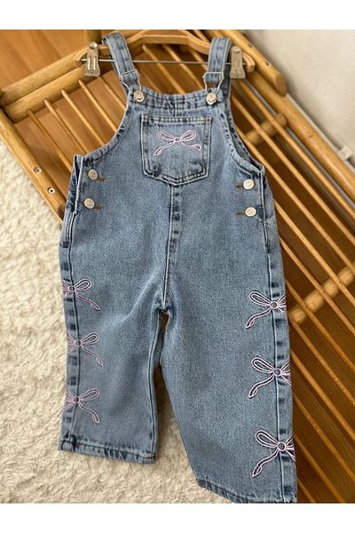 Teeny Weeny Kids New Season Children's Bow Embroidery Detailed Jean Salopet (Prefer 1 Size Bigger)