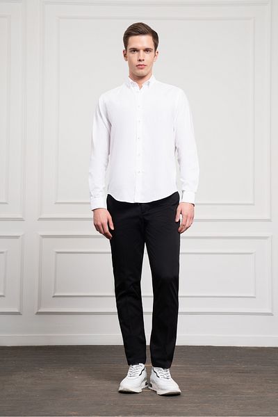 Morven Men's White Cotton Trend Dynamic Fit Relaxed Cut Shirt