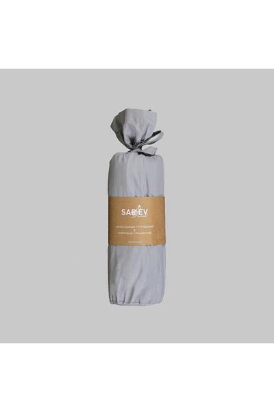 Sarev Gray 200*200 cm 100% Cotton Oversize 2 Piece Fitted Sheet Set with Pillowcases