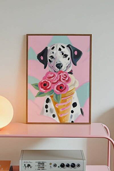 Alf Portraits Dalmaçyalı Köpek Posteri Renkli Vintage Duvar Dekorasyonu Retro Yağlı Stil