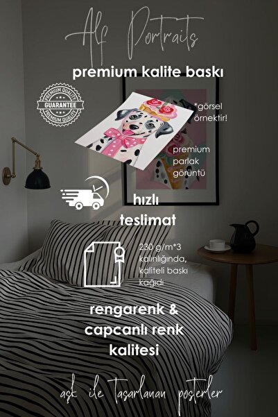 Alf Portraits Dalmaçyalı Köpek Posteri Renkli Vintage Duvar Dekorasyonu Retro Yağlı Stil