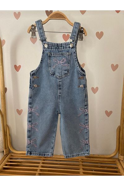 Teeny Weeny Kids New Season Children's Bow Embroidery Detailed Jean Salopet (Prefer 1 Size Bigger)