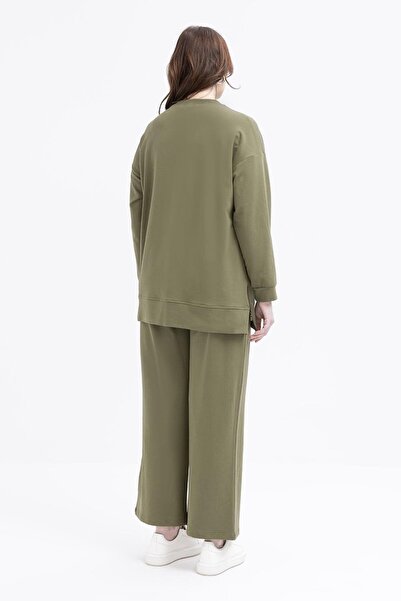 ALLDAY Σετ αθλητική φόρμα μεγάλου μεγέθους Lycra με χακί-μεγάλη τσέπη και φερμουάρ στο πλάι