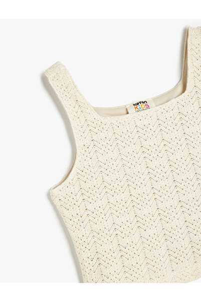 Koton Strappy Knit Detailed Square Neck Crop Tank Top