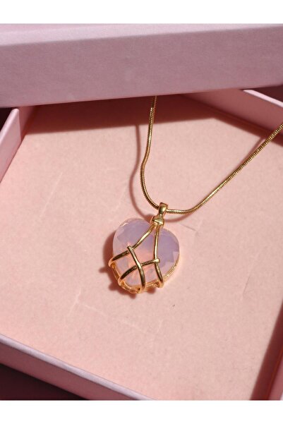 Reorah Collection Diamond Castle Original Size Heart Necklace- Altın Kaplama