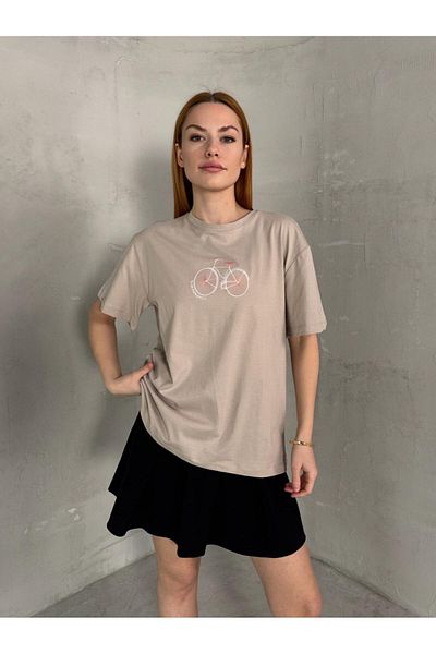 Cappmoda T-902 Ποδήλατο Ποδήλατο Κεντημένο Βαμβακερό Φαρδύ T-Shirt