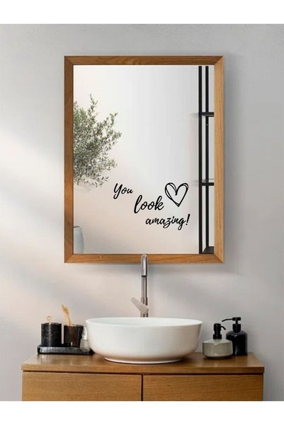 Laputa Tükkan Handwritten You Look Amazing Written Heart Figured Mirror Sticker (Sticker) 22X13 cm