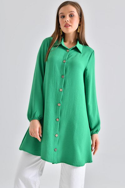Saade Green Wooden Buttoned Tunic