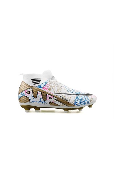 CihanShoes Original High Top Sock Cleats Astroturf White Color - 31-32-33-34-35-40-41-42-43-44 Number