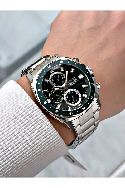 Slazenger Functions Active Silver-Green Color Steel Cord 5 Atm Water Resist Men Wrist Watch 2381.03