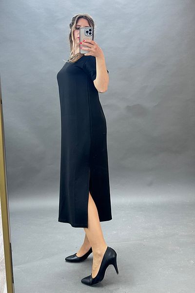 CİDDE Women's Comfortable Modal Fabric Basic Dress with Side Slits