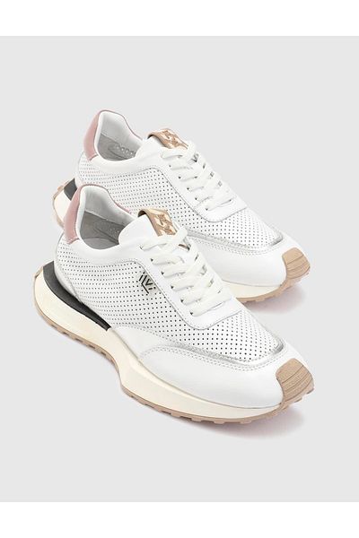 İLVİ Pantofi sport albi pentru femei Myriom din piele naturală