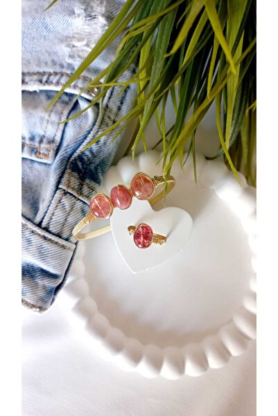 ZeynDesign Kristal Kuvars Doğaltaş Bileklik Ve Yüzük Set