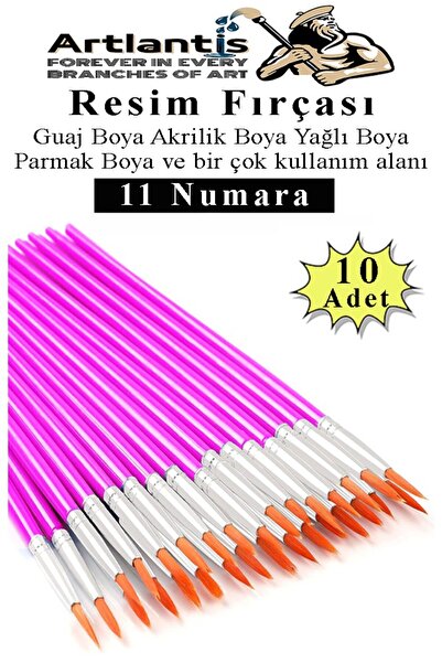 Artlantis Paint Brush 11 Number 10Pcs Round Tip Synthetic Painting Brush Econ...