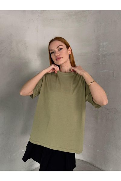Cappmoda T-903 Χακί Καλιφόρνια με ανάγλυφο κείμενο με στάμπα casual βαμβακερό μπλουζάκι