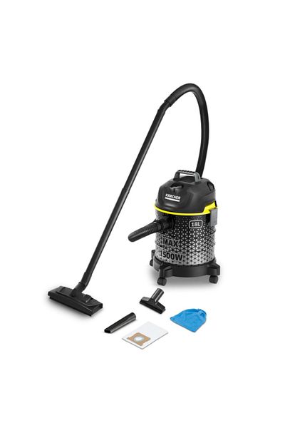 Karcher مكنسة كهربائية أسطوانية ذات نصف قطر تشغيل كبير بقوة 1500 وات وسعة 18 لترًا