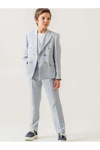Zekids Boy's Double Breasted Cut Blazer 3-Piece Sports Suit