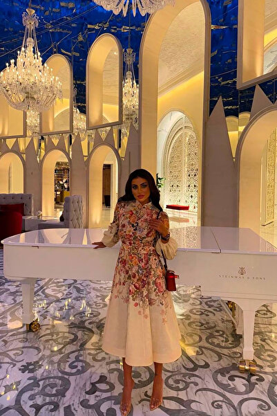 Neşeli Butik dámské lněné šaty midi design NBEMP2662