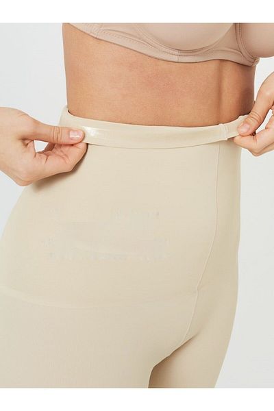 MİSTİRİK Porfy Model 5 Zone Laser Cut Gathering Non-Marking Women's Shorts Corset - Tan Color
