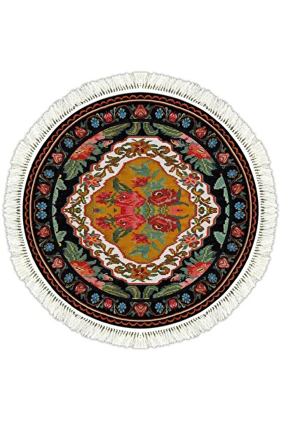 Prizma 6009 KİLİM DESENLİ YUVARLAK KAYDIRMAZ HALI 140cm