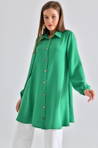 Saade Green Wooden Buttoned Tunic