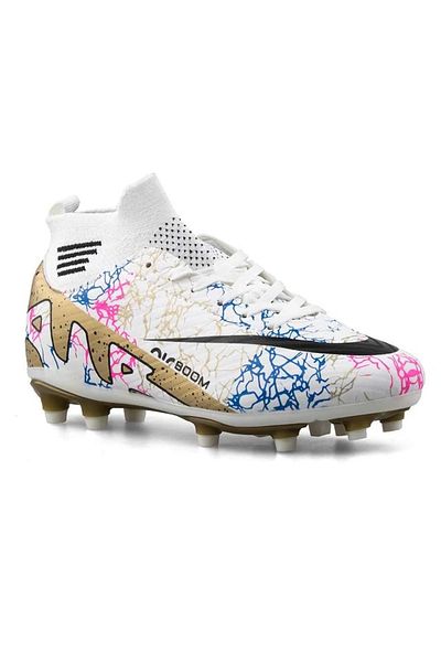 CihanShoes Original High Top Sock Cleats Astroturf White Color - 31-32-33-34-35-40-41-42-43-44 Number