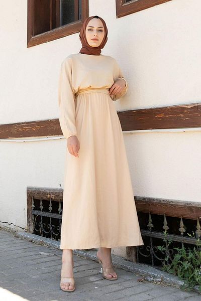 lamelif.com Rochie Printesa Maneca Liliac Maro Lapte